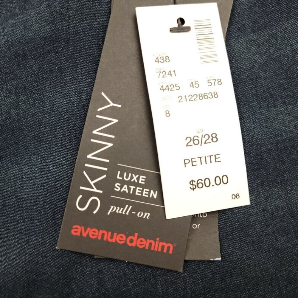 Avenue Denim Women's Skinny Pull On Luxe Sateen Size 26/28 (48x25) NWT - Picture 8 of 10